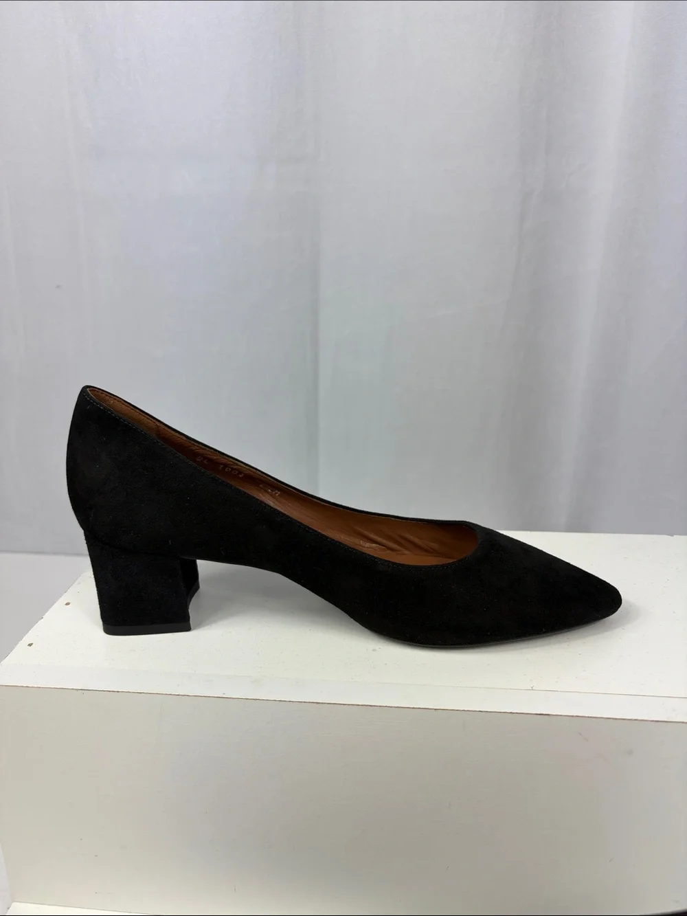 Aquatalia Pasha Suede‎ Block Heel in Black.